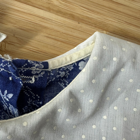 Vintage Mini World Girls Dress Size 3 Floral Lace Peter Pan Collar Blue USA Made - Picture 6 of 11